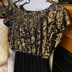 Classy black dress with gold sequins